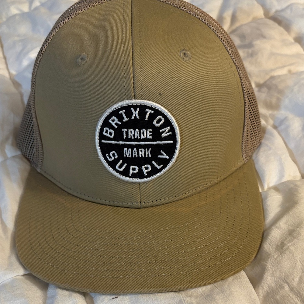 Brixton Khaki/Tan Mesh-Back Trucker Hat with Black Patch